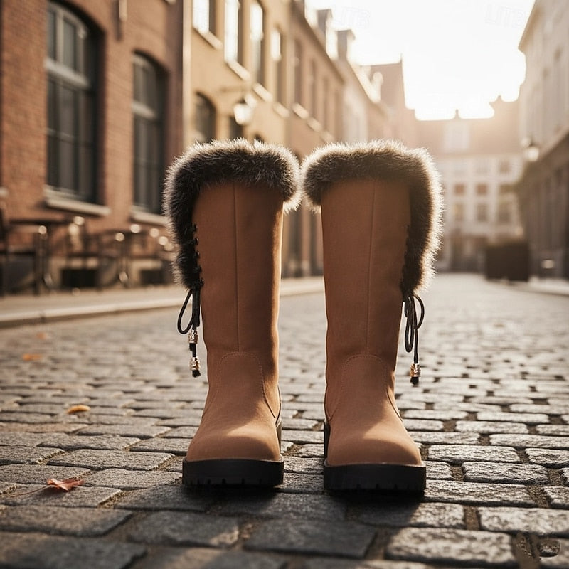 Karen | Timeless Fur-Trimmed Knee High Boots