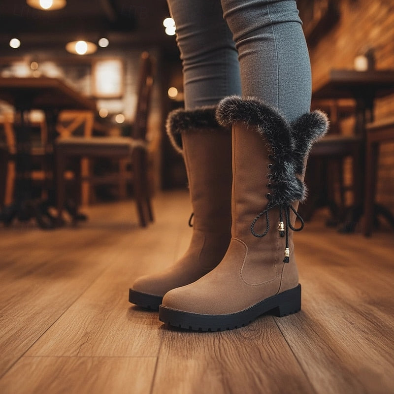 Karen | Timeless Fur-Trimmed Knee High Boots