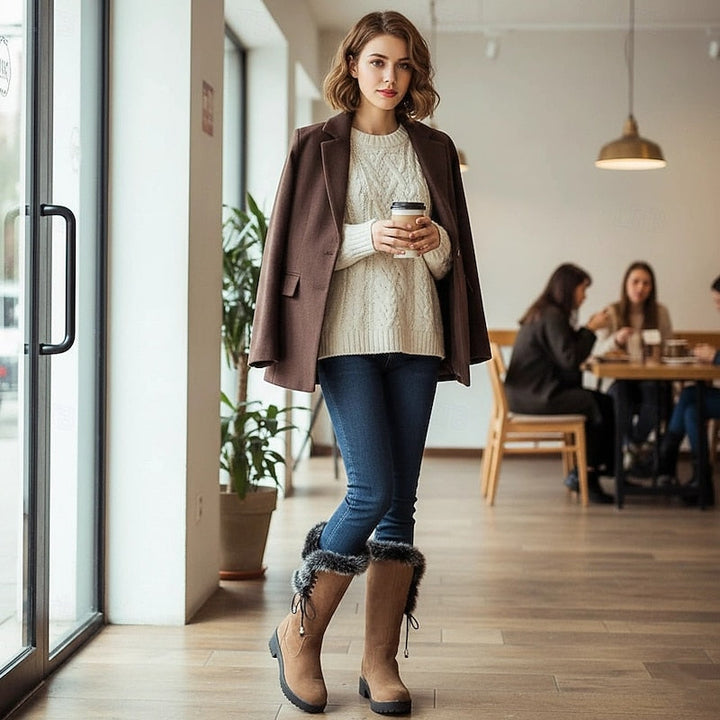 Karen | Timeless Fur-Trimmed Knee High Boots