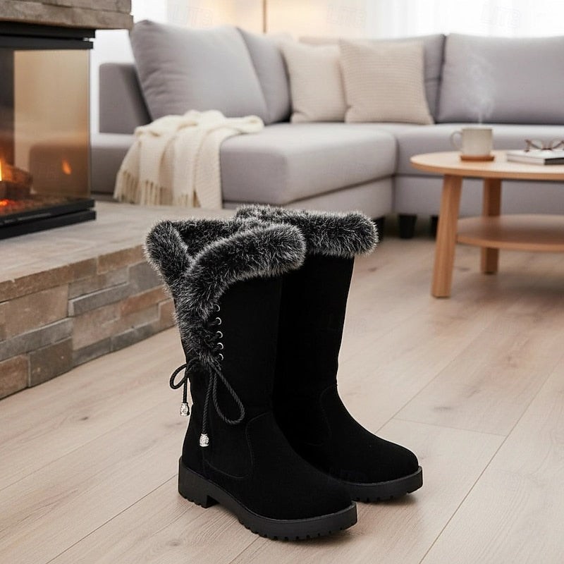 Karen | Timeless Fur-Trimmed Knee High Boots