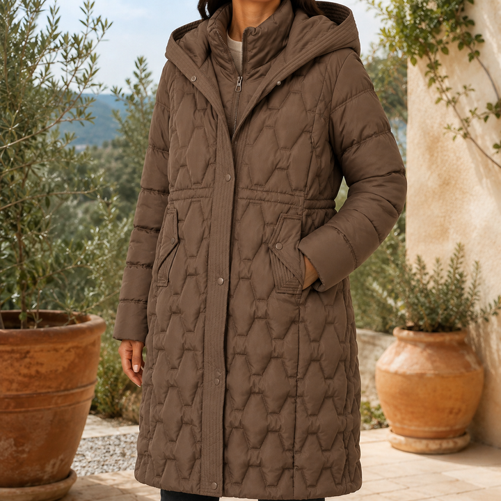 Kathleen | Refined Longline Hooded Quilted Puffer Jacket