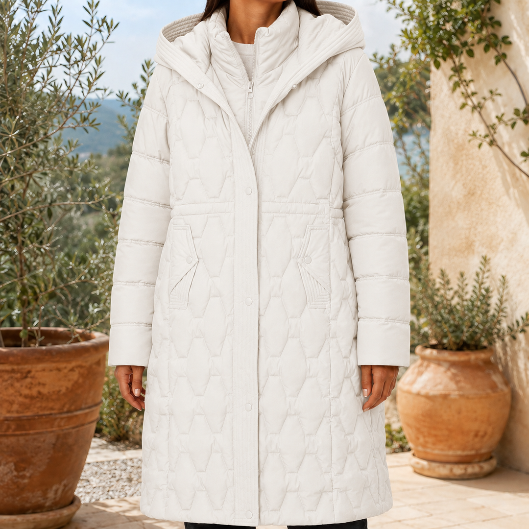 Kathleen | Refined Longline Hooded Quilted Puffer Jacket