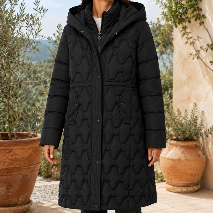 Kathleen | Refined Longline Hooded Quilted Puffer Jacket