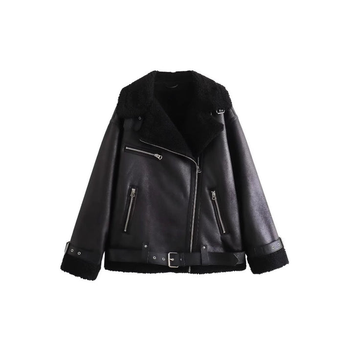 Kathleen | Sophisticated Shearling-Lined Belted Leather Jacket