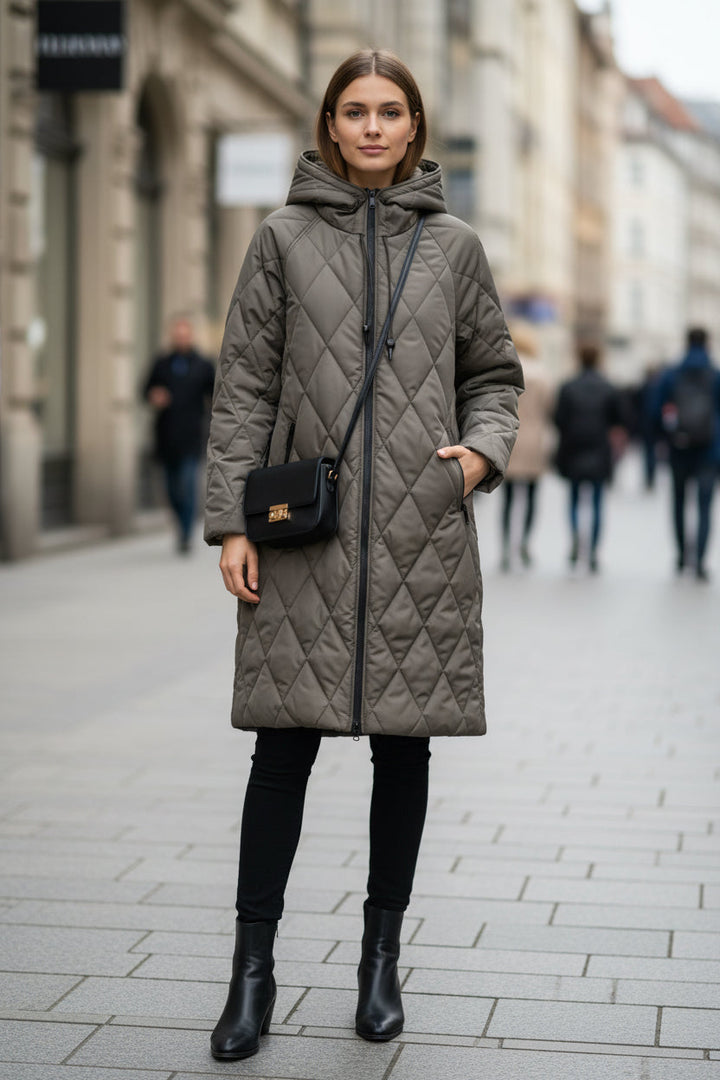 Kathryn | Classic Long Hooded Quilted Puffer Jacket