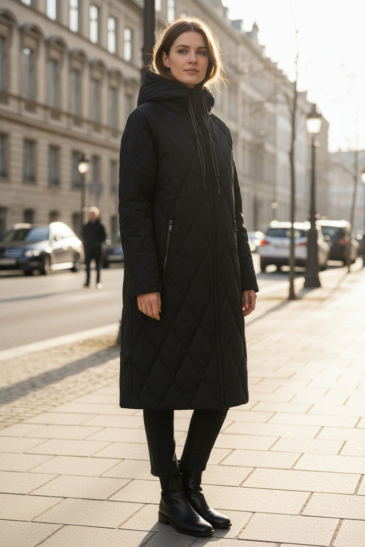 Kathryn | Classic Long Hooded Quilted Puffer Jacket