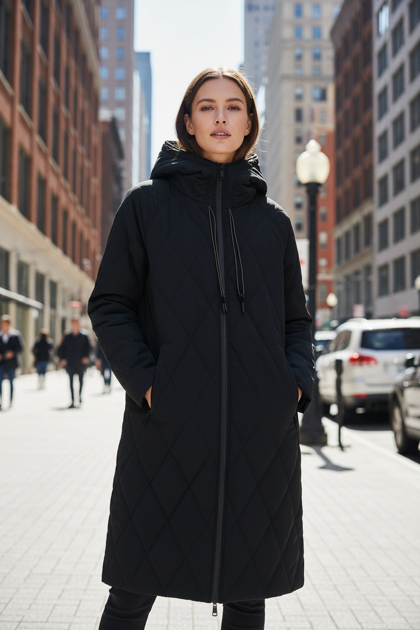 Kathryn | Classic Long Hooded Quilted Puffer Jacket