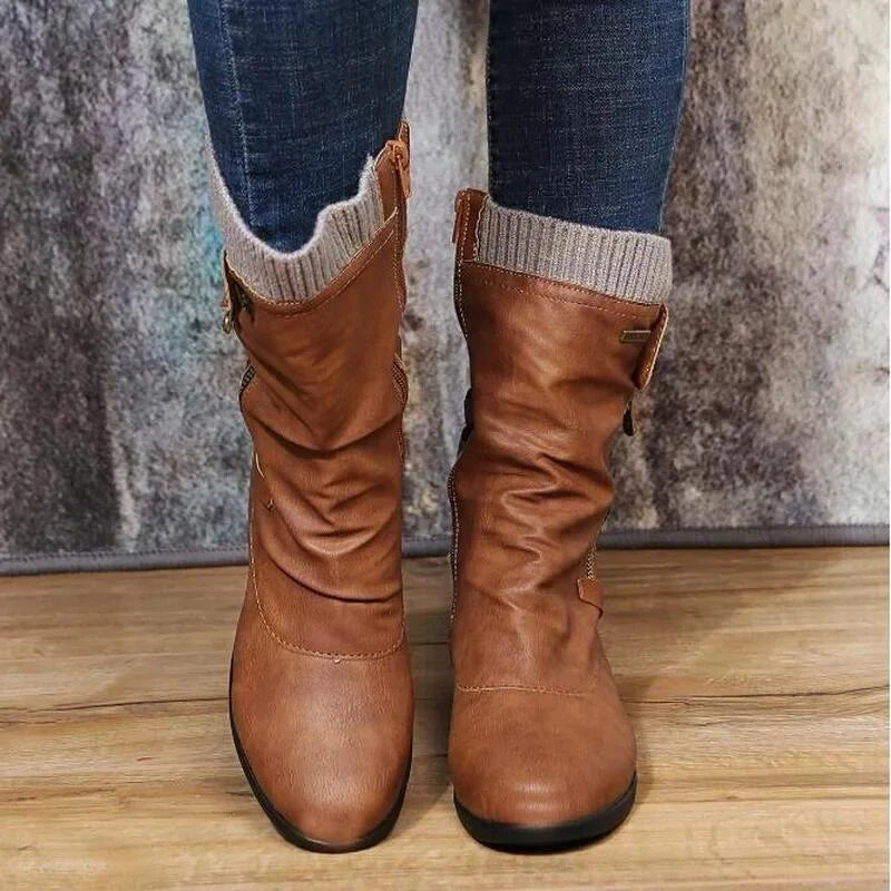 Kathryn | Elegant Lace-Up Side-Zip Knit Cuff Winter Boots Women