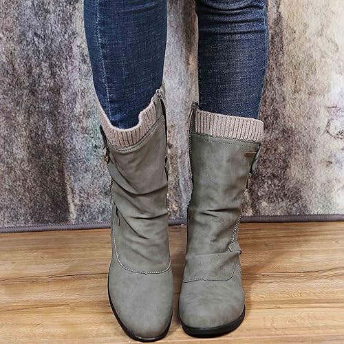 Kathryn | Elegant Lace-Up Side-Zip Knit Cuff Winter Boots Women