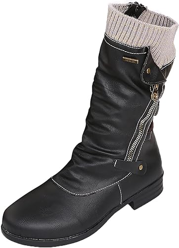 Kathryn | Elegant Lace-Up Side-Zip Knit Cuff Winter Boots Women