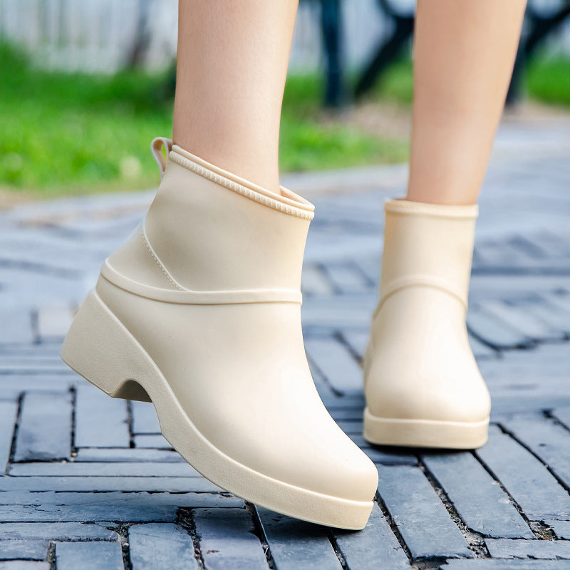 Kathryn | Elegant Waterproof Platform Rain Boots with Pull Tab