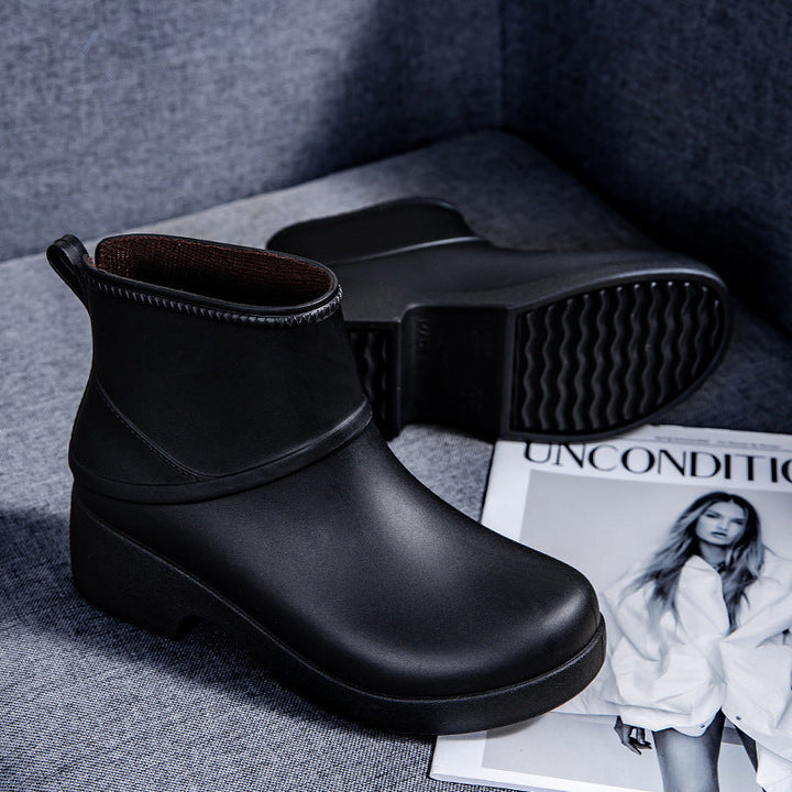Kathryn | Elegant Waterproof Platform Rain Boots with Pull Tab