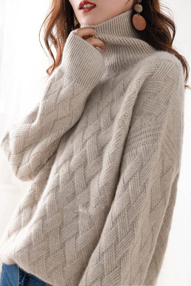 Kathryn | Sophisticated Oversized Cable Knit Turtleneck Sweater