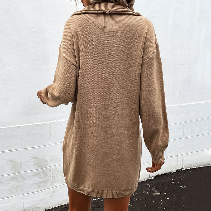 Kathryn | Stylish Oversized Collared Knit Sweater Dress