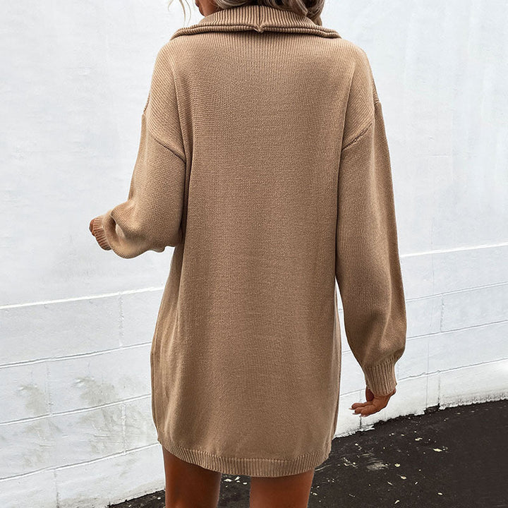 Kathryn | Stylish Oversized Collared Knit Sweater Dress