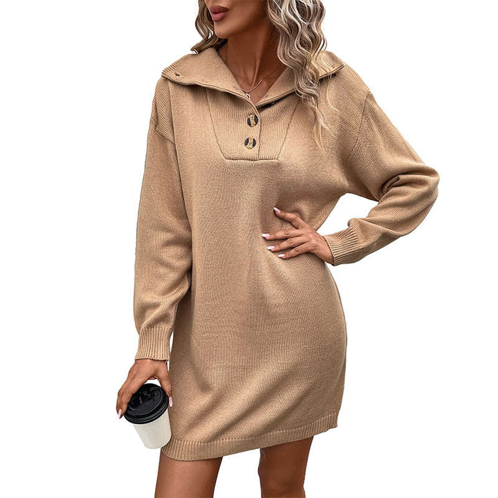 Kathryn | Stylish Oversized Collared Knit Sweater Dress