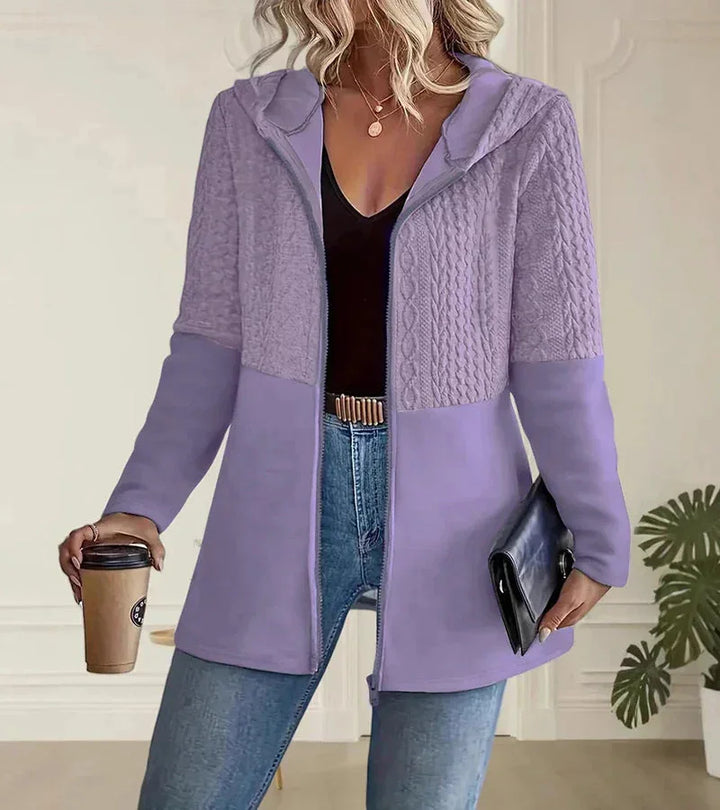 Kayla | Sophisticated Longline Cable-Knit Zip-Up Hoodie