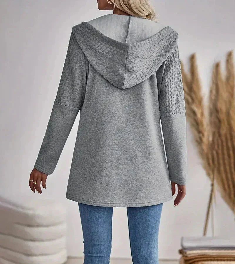 Kayla | Sophisticated Longline Cable-Knit Zip-Up Hoodie