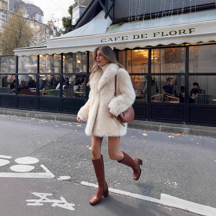 Kelly | Graceful Shawl Collar Cropped Fur Coat