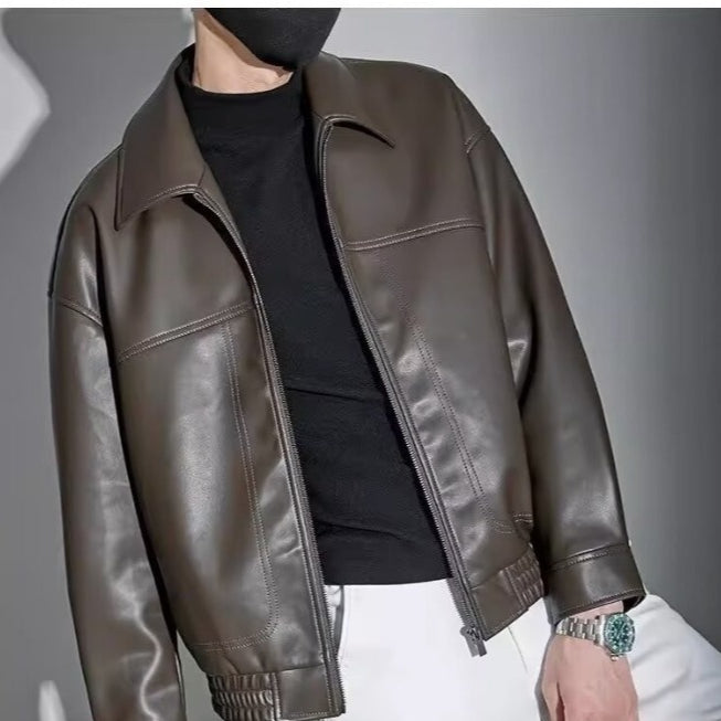 Kenneth | Effortless Smooth Leather Bomber Jacket with Relaxed Fit
