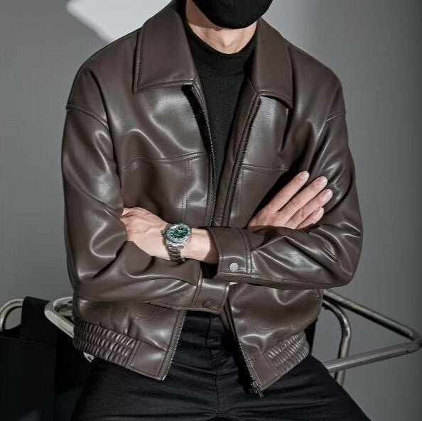 Kenneth | Effortless Smooth Leather Bomber Jacket with Relaxed Fit