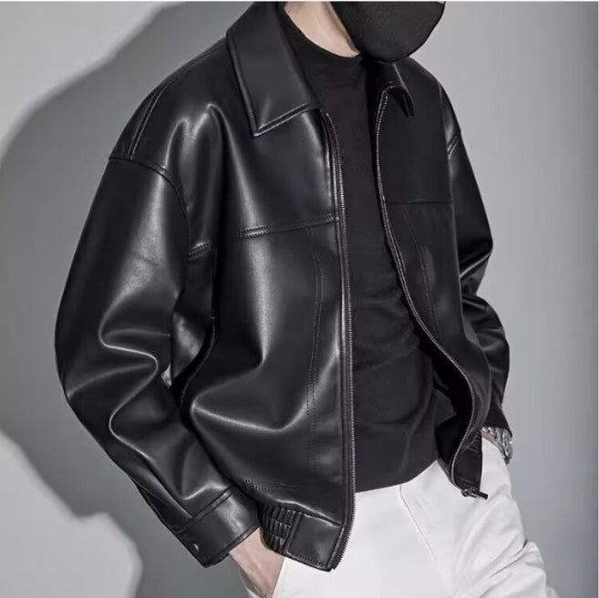Kenneth | Effortless Smooth Leather Bomber Jacket with Relaxed Fit
