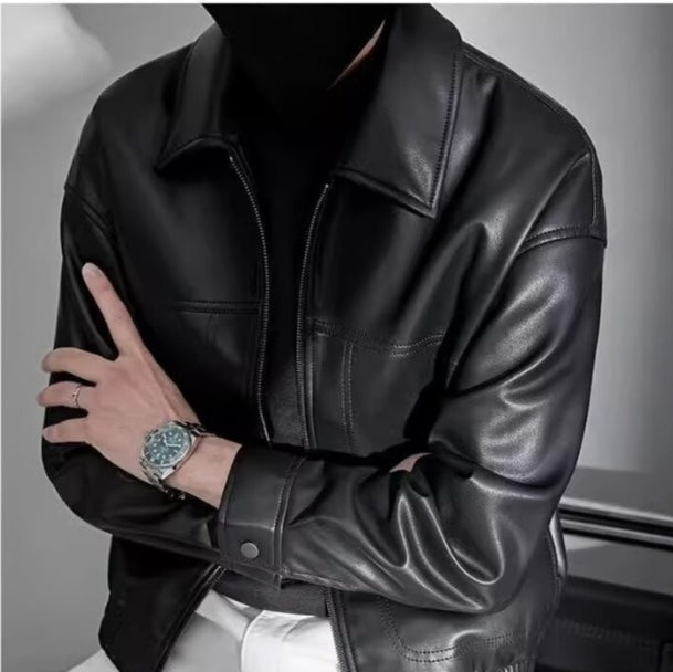 Kenneth | Effortless Smooth Leather Bomber Jacket with Relaxed Fit