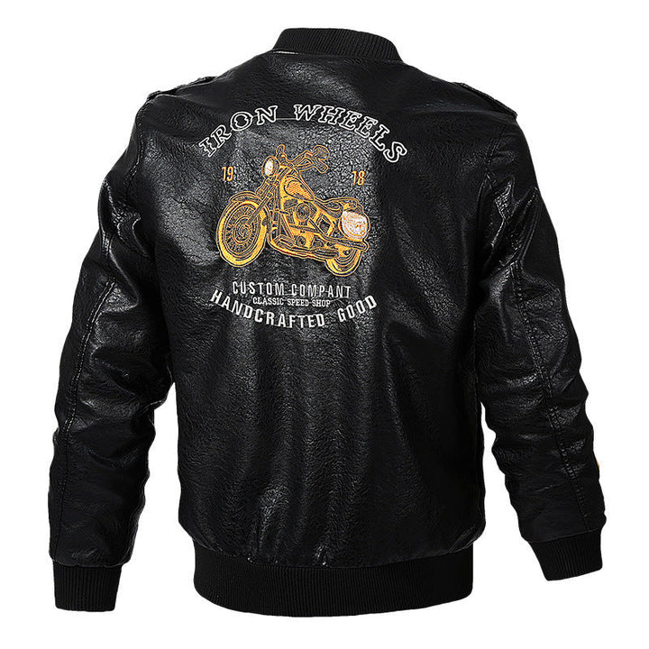Kenneth | Embroidered Aviator Bomber Leather Jacket