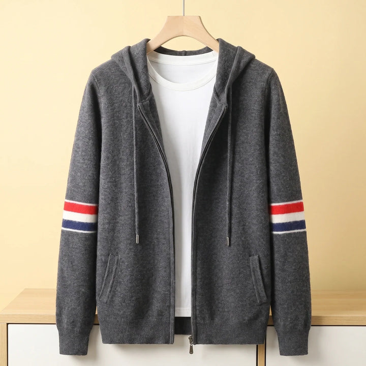 Kenneth | Relaxed Striped Knit Full Zip Mens Hoodies