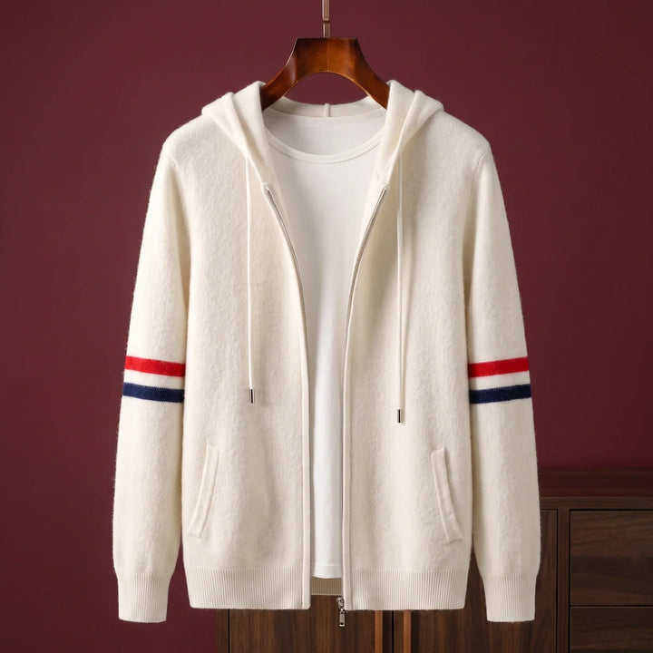 Kenneth | Relaxed Striped Knit Full Zip Mens Hoodies