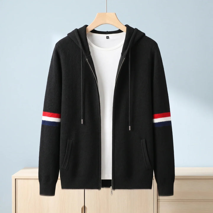 Kenneth | Relaxed Striped Knit Full Zip Mens Hoodies