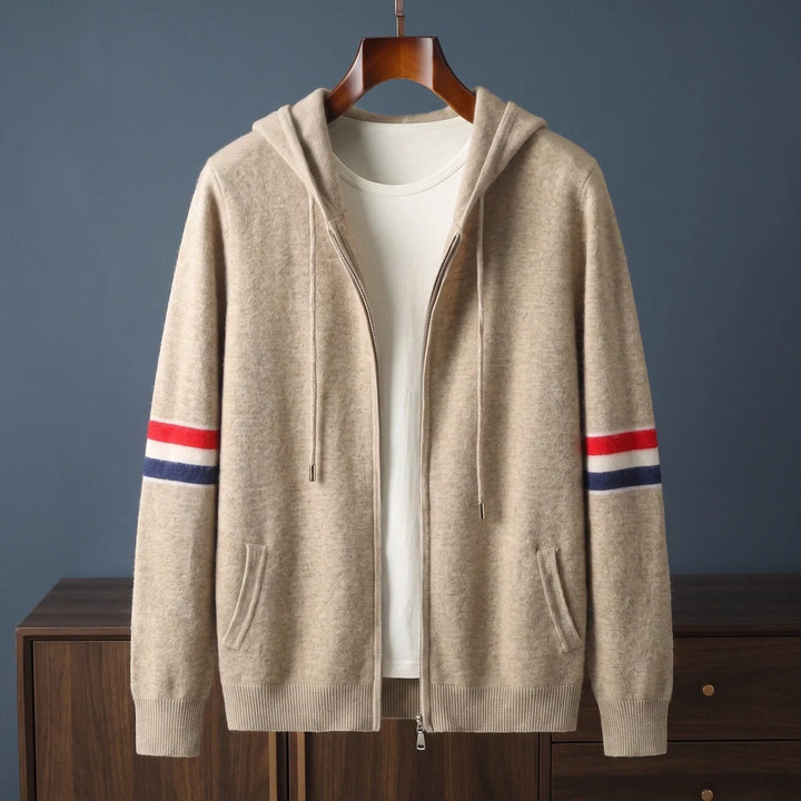 Kenneth | Relaxed Striped Knit Full Zip Mens Hoodies