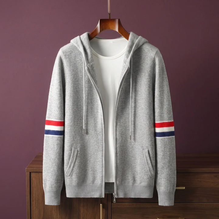 Kenneth | Relaxed Striped Knit Full Zip Mens Hoodies