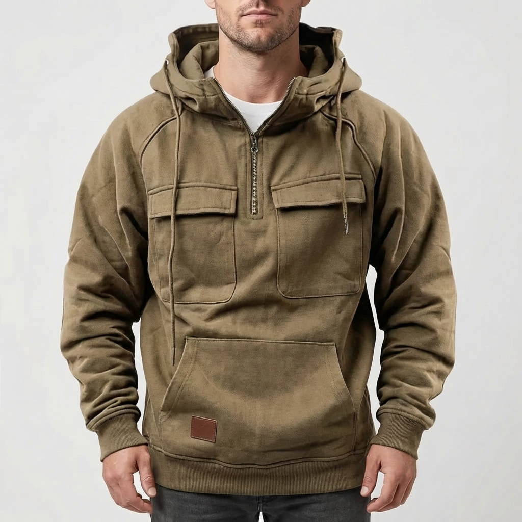 Kevin | Relaxed Half Zip Mens Hoodies with Chest Pockets