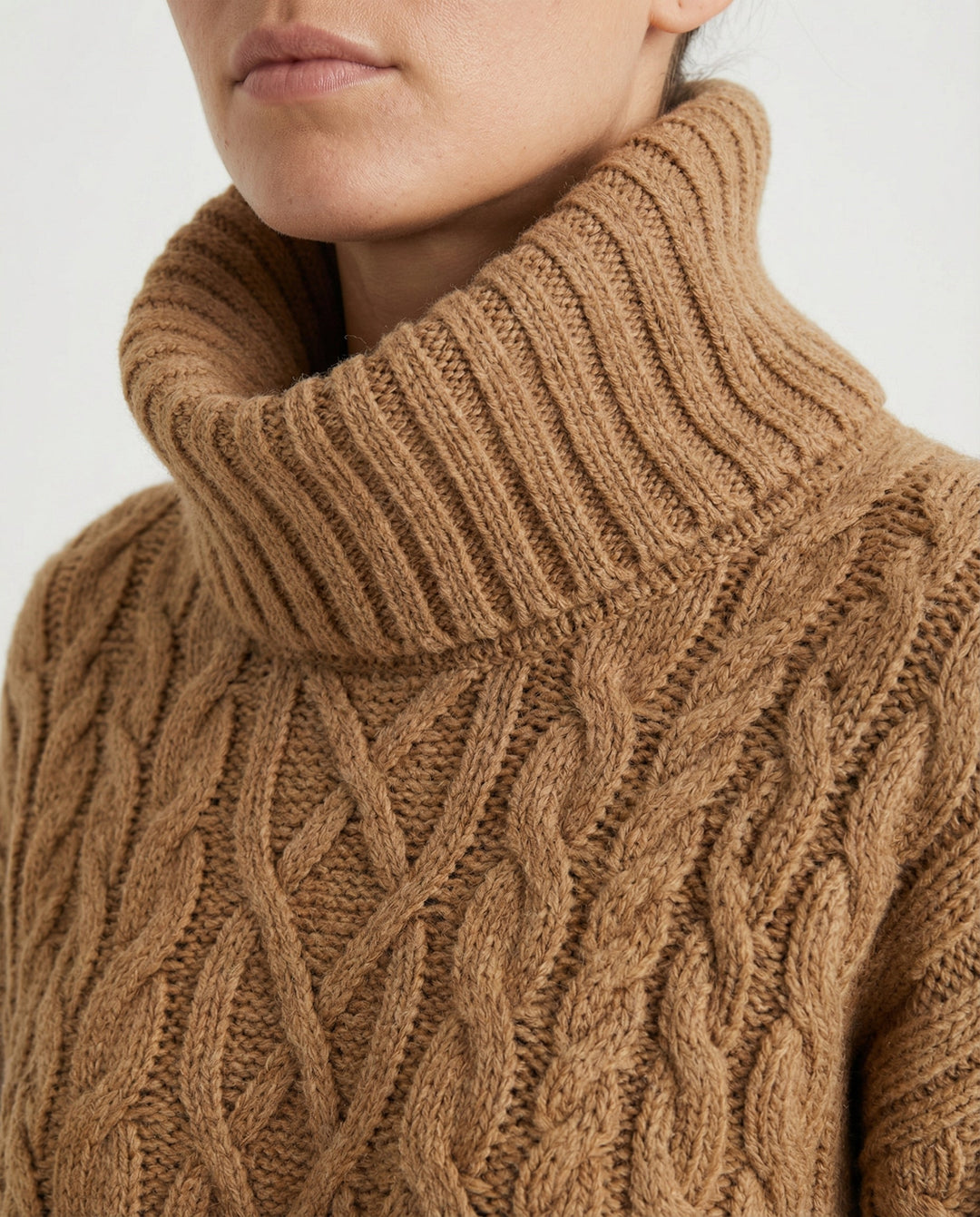 Kimberly | Chic Cable Knit Turtleneck Winter Sweater Dress
