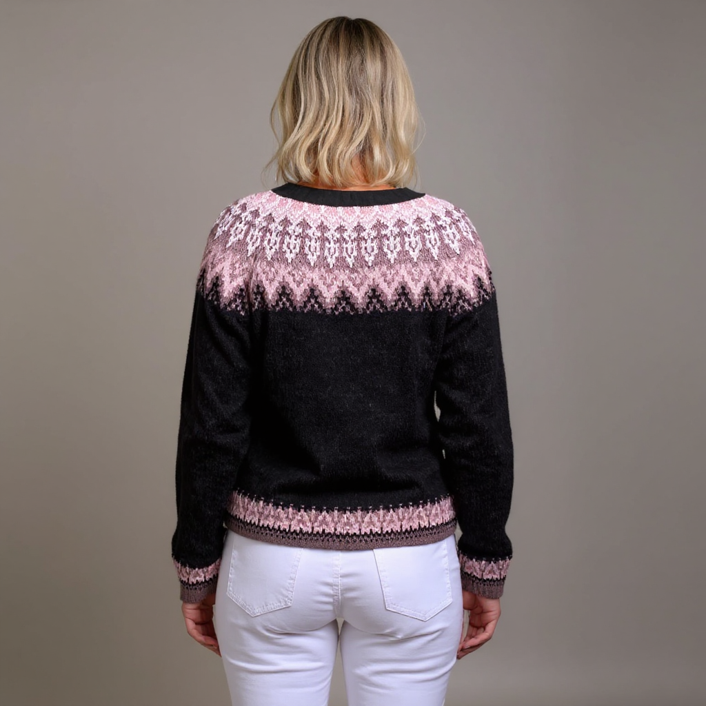 Kimberly | Chic Fair Isle Cardigan Womens Button Front Sweater