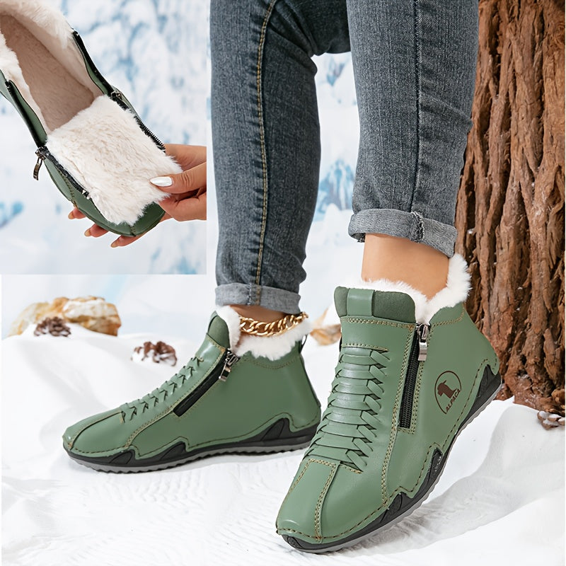Kimberly | Lace-Up Side-Zip Ankle Snow Boots