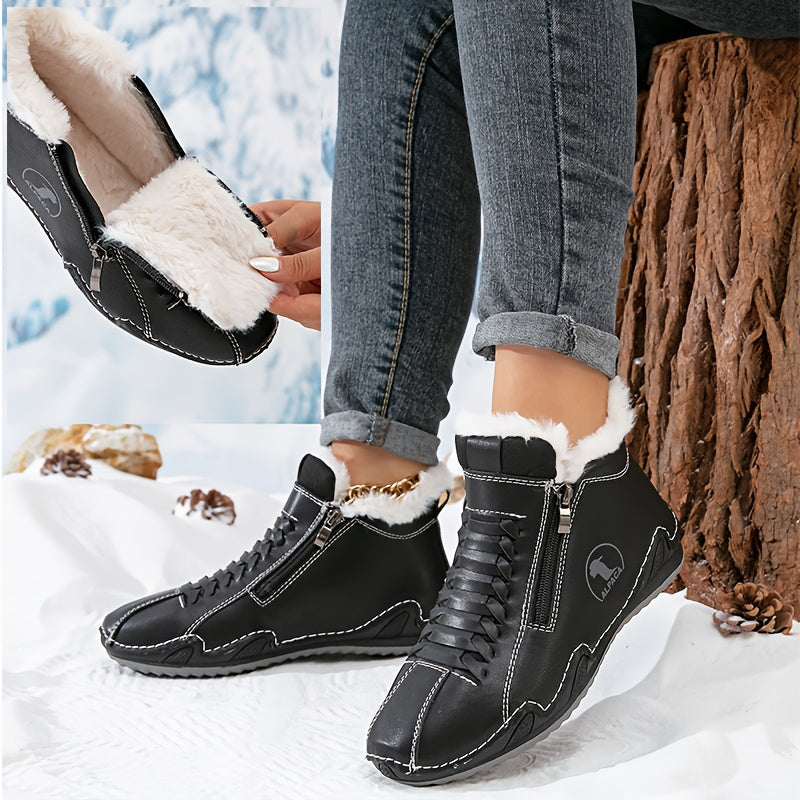 Kimberly | Lace-Up Side-Zip Ankle Snow Boots