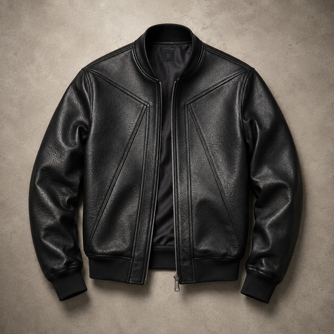 Kyle | Relaxed Cropped Leather Bomber Jacket