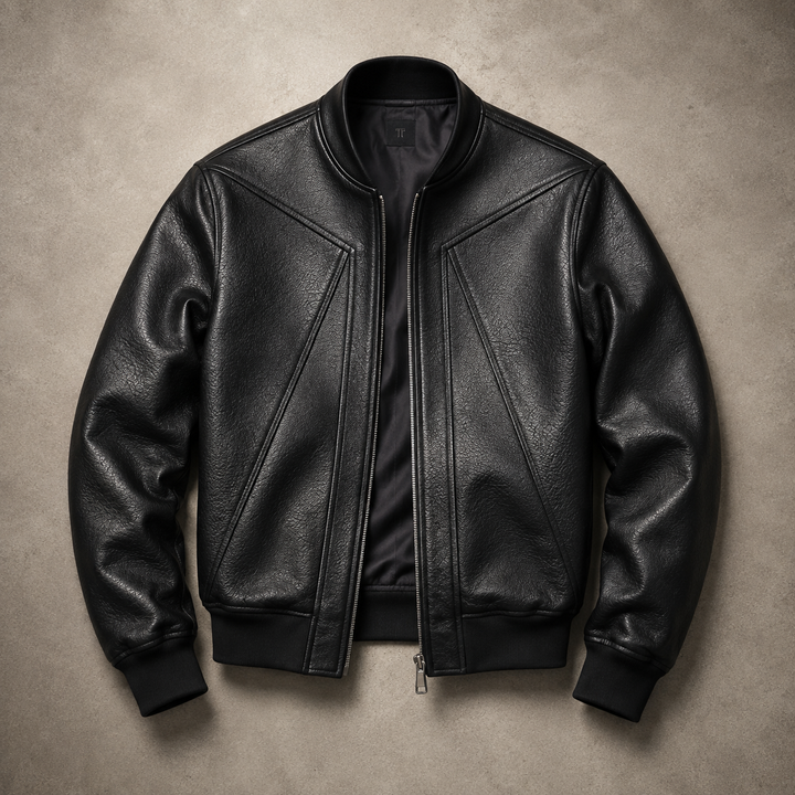 Kyle | Relaxed Cropped Leather Bomber Jacket