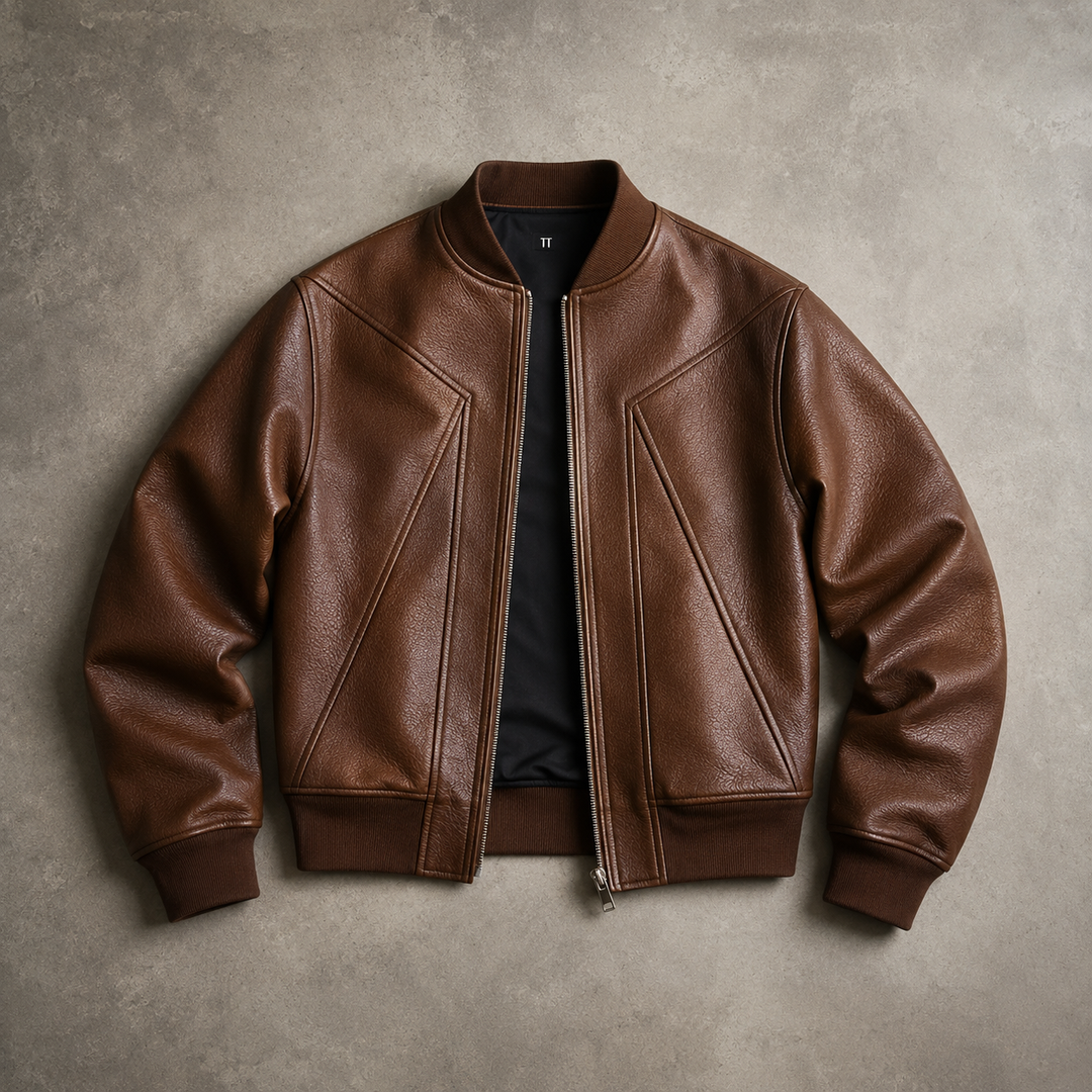 Kyle | Relaxed Cropped Leather Bomber Jacket