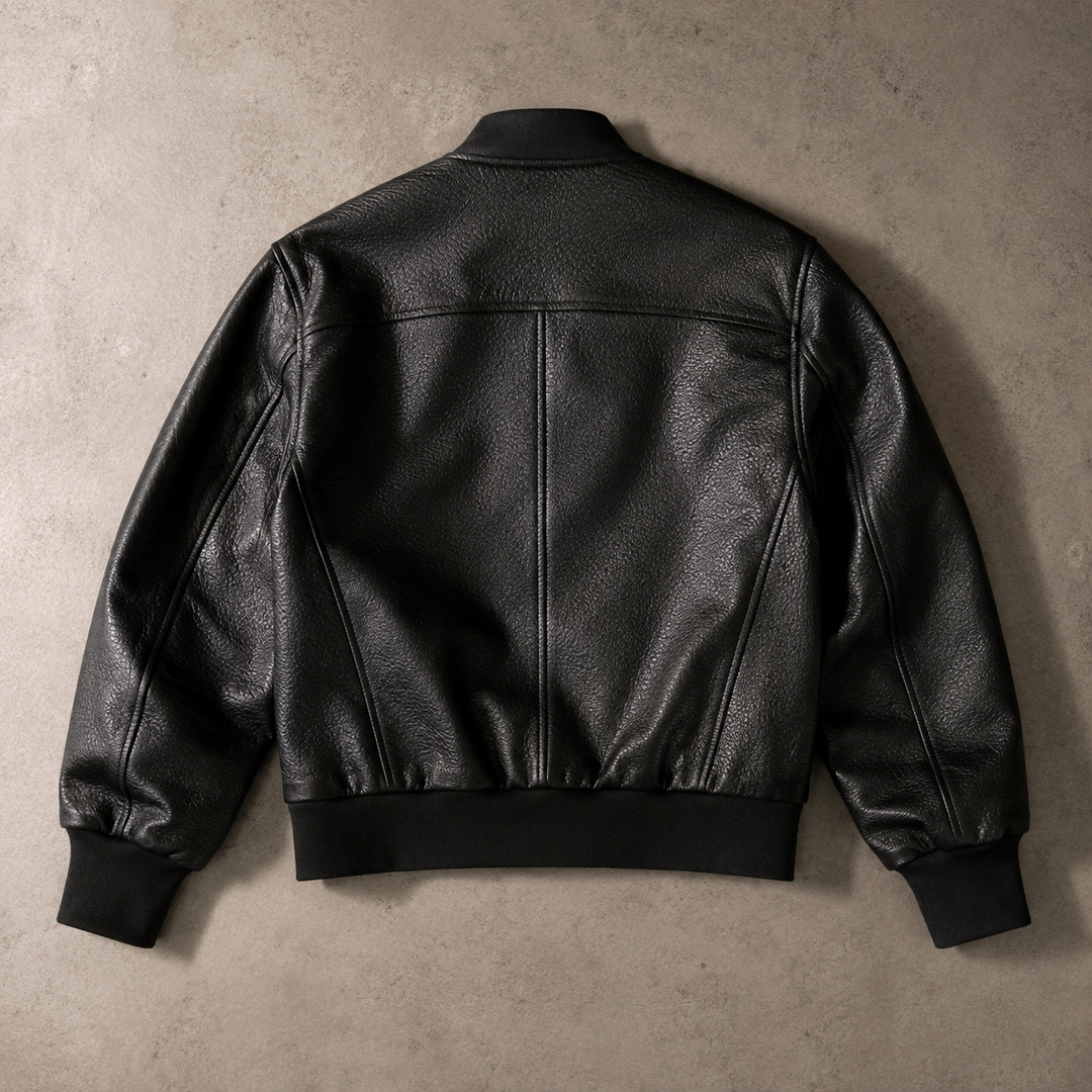 Kyle | Relaxed Cropped Leather Bomber Jacket