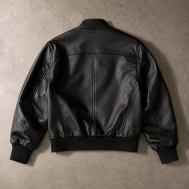 Kyle | Relaxed Cropped Leather Bomber Jacket