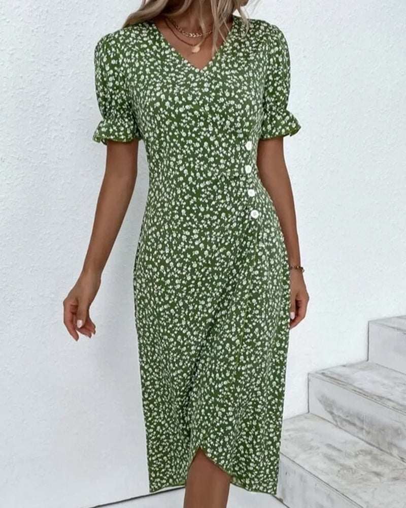 Laura | Cozy Floral Wrap Midi Holiday Dress