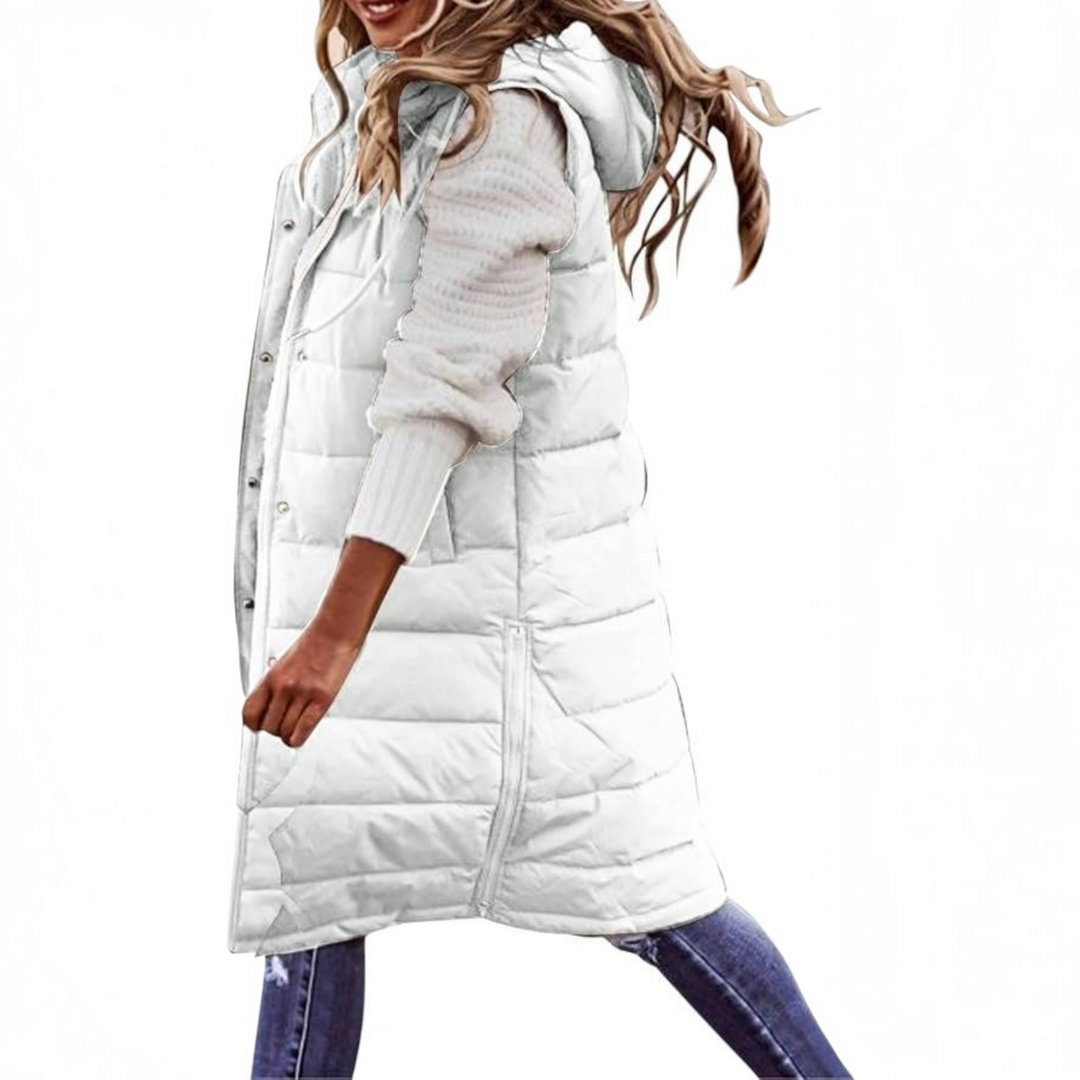 Laura | Cozy Long Hooded Puffer Jacket Vest