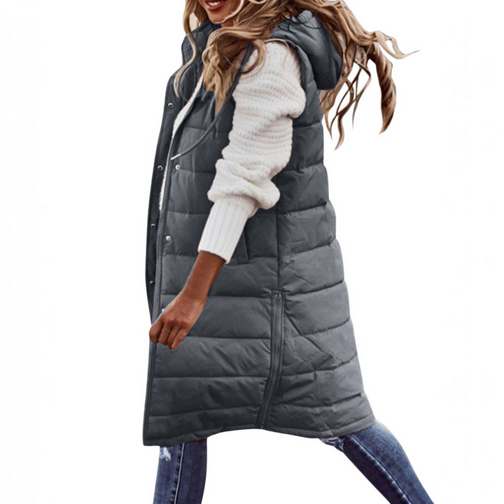Laura | Cozy Long Hooded Puffer Jacket Vest