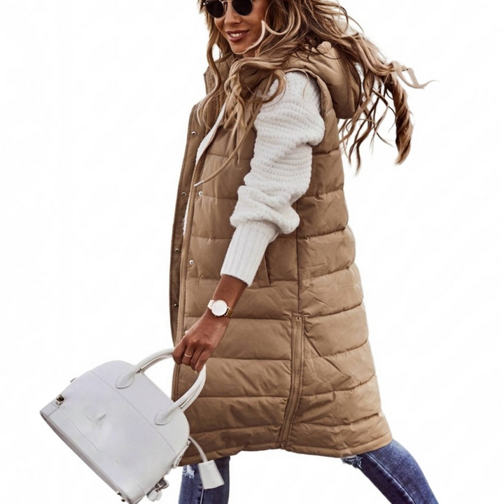 Laura | Cozy Long Hooded Puffer Jacket Vest