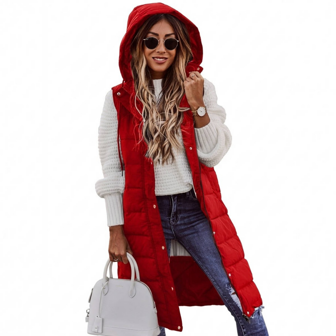 Laura | Cozy Long Hooded Puffer Jacket Vest