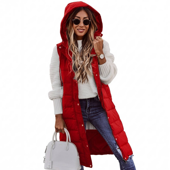 Laura | Cozy Long Hooded Puffer Jacket Vest