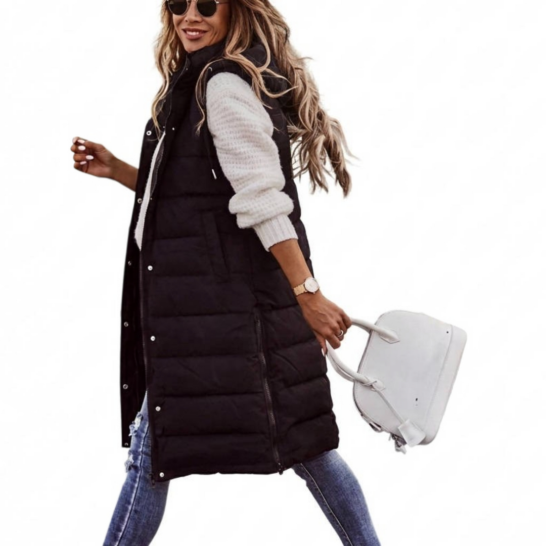 Laura | Cozy Long Hooded Puffer Jacket Vest